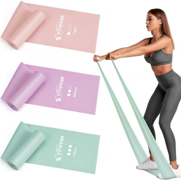 VITEVER Stretch Bands for Exercise, Resistance Bands for Working Out, Exercise Bands for Physical Therapy, Pilates, Rehab, Stretch, Strength Training and Yoga Starter Set  Sport Type:Body Building