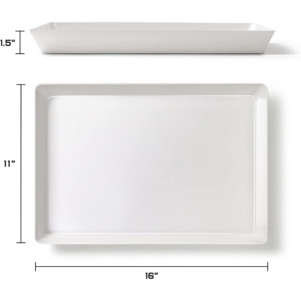 VITEVER 3 Pack, 16" x 11" Large White Serving Trays Set - Reusable Plastic Serving Platters for Cookie, Appetizer, Charcuterie, Snack, Dessert, Party Food Display - Stackable Kitchen CounterTop Tray, BPA Free